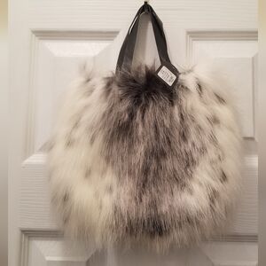 (SOLD!) akira faux fur top handle mini statement tote